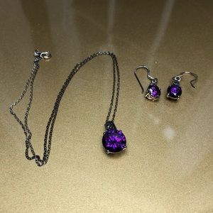 Amethyst Sterling Silver Earring/Necklace Set